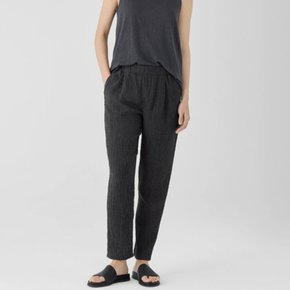 Eileen Fisher Puckered Linen Tapered Pants